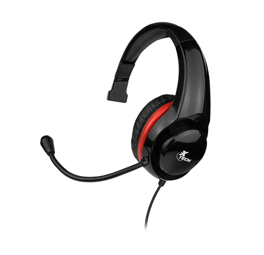 Monoauricular para videojuegos Xtech Molten con detalles en rojo.