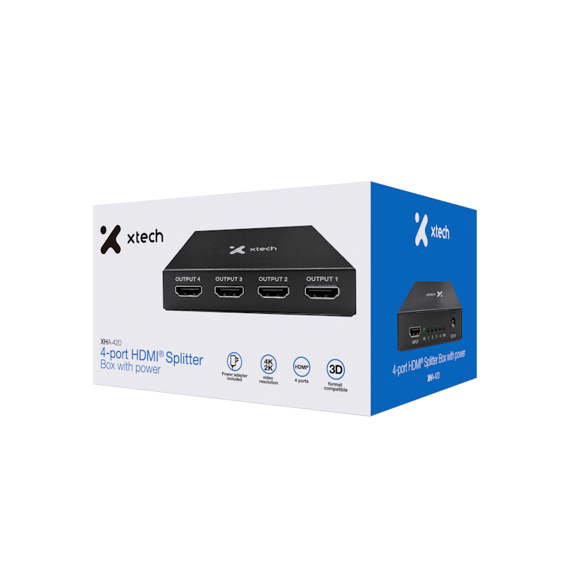 Multiplicador HDMI® de 4 puertos con alimentación de corriente